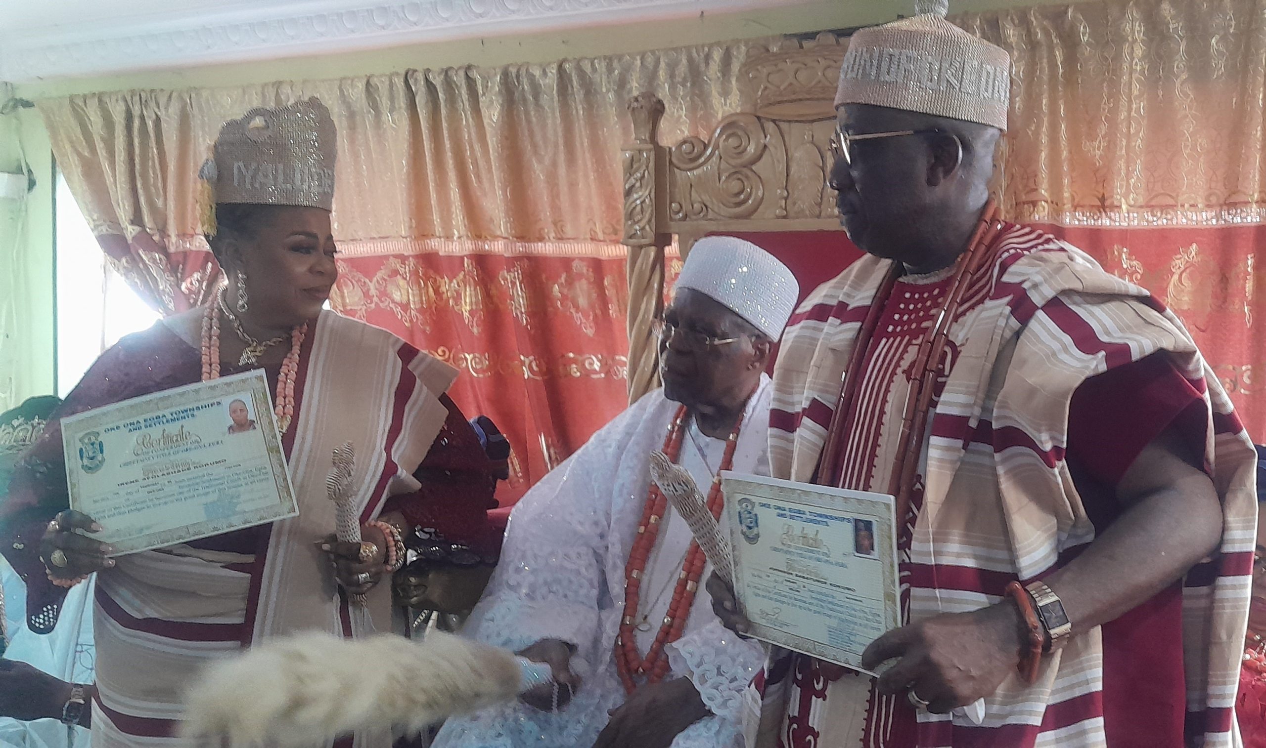 Osile Oke-Ona bestows couple with first class chieftaincy titles