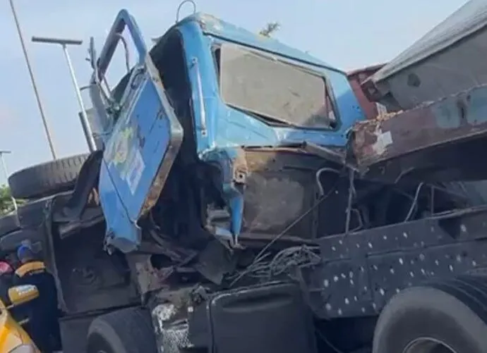 Two dispatch riders killed as container falls off truck in Lagos