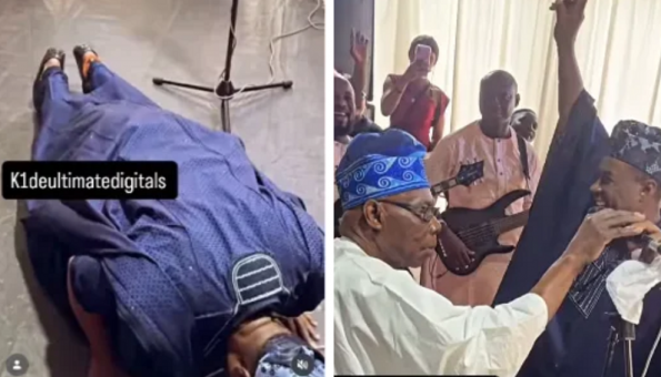 Wasiu Ayinde turns new leaf prostrates for Obasanjo at Olota of Ota’s 60th birthday